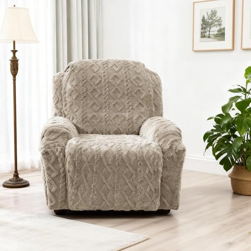 JOKIVTOU Recliner Chair Covers 4-Pieces Reclining Chair Slipcovers with Pocket& Elastic Bottom, Soft Feel Fitted Lazy Boy Sofa Couch Cover Washable, Stretch Recliner Furniture Protector - Image 5
