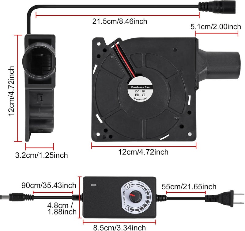 AITIAO 120mm x 32mm Electric BBQ Blower Fan 12V with 110v - 240v AC Variable Speed Controller Dual Ball Squirrel Cage Centrifugal Air Blower Replacement DIY Cooling Projects, BBQ, Drum Smoker - Image 2