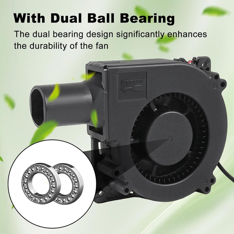 AITIAO 120mm x 32mm Electric BBQ Blower Fan 12V with 110v - 240v AC Variable Speed Controller Dual Ball Squirrel Cage Centrifugal Air Blower Replacement DIY Cooling Projects, BBQ, Drum Smoker - Image 3