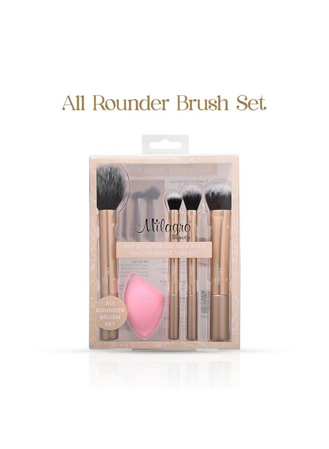 Milagro Beauty All Rounder Makeup Brushes Set of 4 with Makeup Sponge | Ultra Soft Bristles | Easy Blending For Cream, Liquid & Powder Formulation | Professional Face Makeup - Image 2