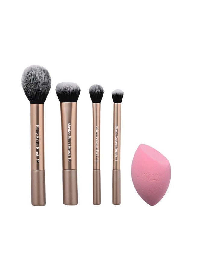 Milagro Beauty All Rounder Makeup Brushes Set of 4 with Makeup Sponge | Ultra Soft Bristles | Easy Blending For Cream, Liquid & Powder Formulation | Professional Face Makeup - Image 1
