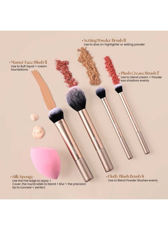 Milagro Beauty All Rounder Makeup Brushes Set of 4 with Makeup Sponge | Ultra Soft Bristles | Easy Blending For Cream, Liquid & Powder Formulation | Professional Face Makeup - Image 3