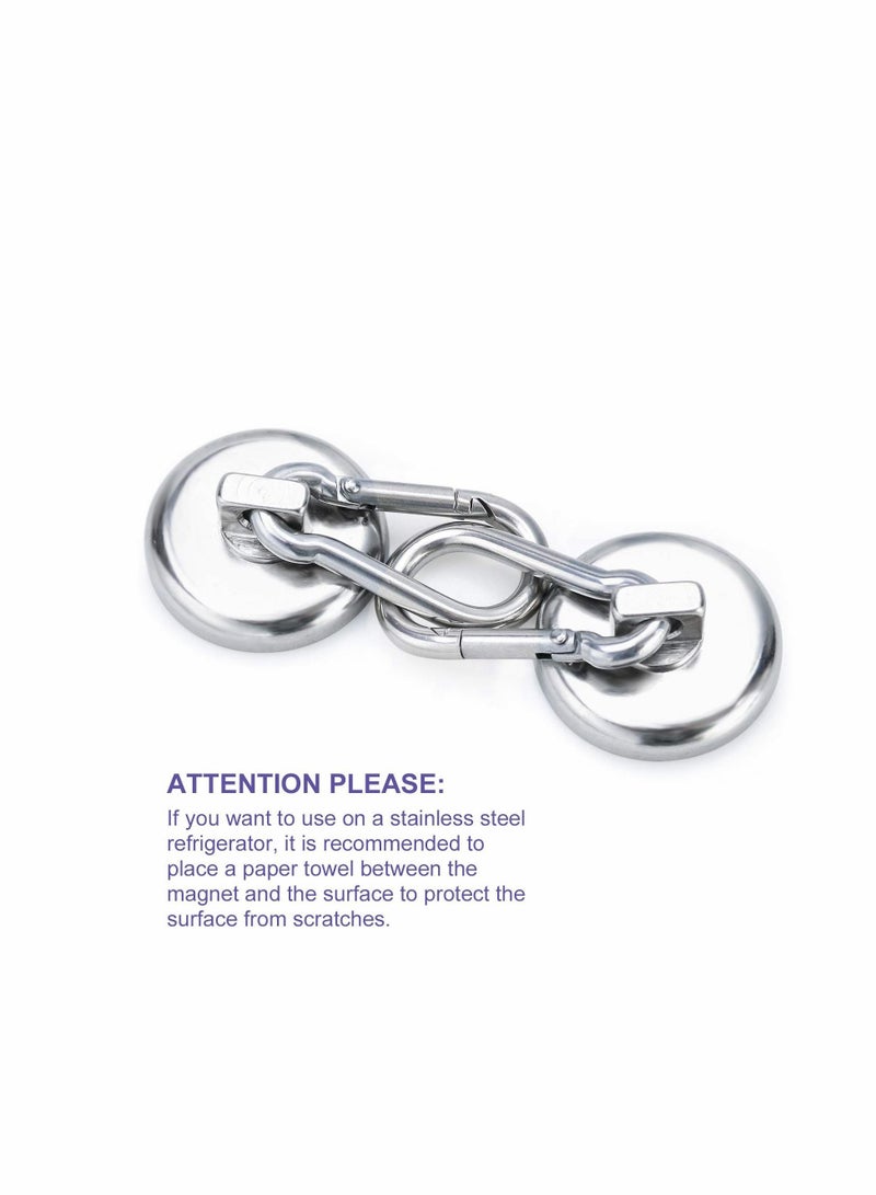 Carabiner Magnetic Hooks, KASTWAVE 100LBS Strong Heavy Duty Neodymium Magnet Hooks with Swivel Hook, Great for Your Kitchen, Refrigerator and Other Surfaces (4 Pack) Silvery - Image 3