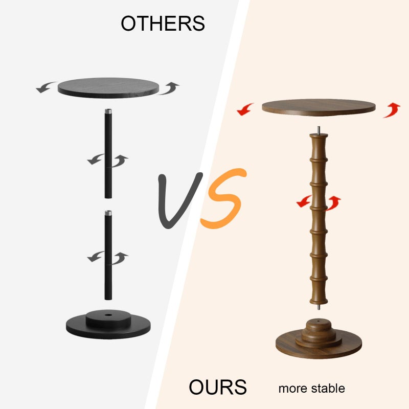Leomonio Round Side Table, Modern Drink Table for Small Spaces, Slim End Table with Solid Wood Leg for Living Room, Bedroom, Corners, and Office (Walnut Brown) - Image 4