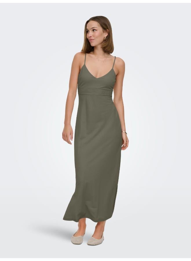 ONLY ONLSAKURA Strappy Detail V Neck Midi Dress - Image 1