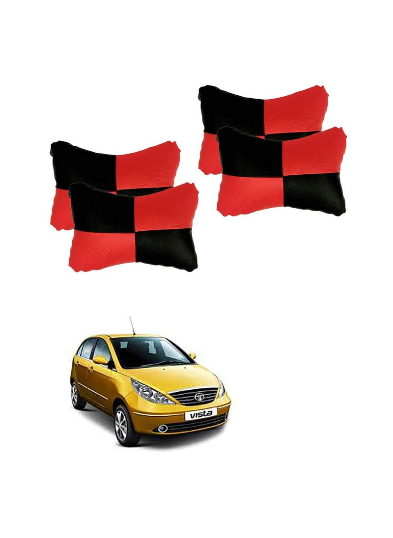 Adroitz AdroitZ Red Leathertte Material Neck Rest Cushion in Check Design for Car Pair of 2_7  - Image 1