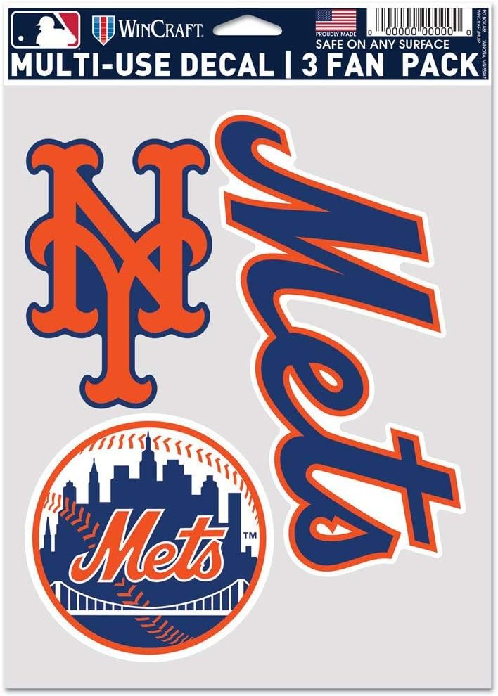 WinCraft Wincraft MLB New York Mets Decal Multi Use Fan 3 Pack Team Colors One Size 