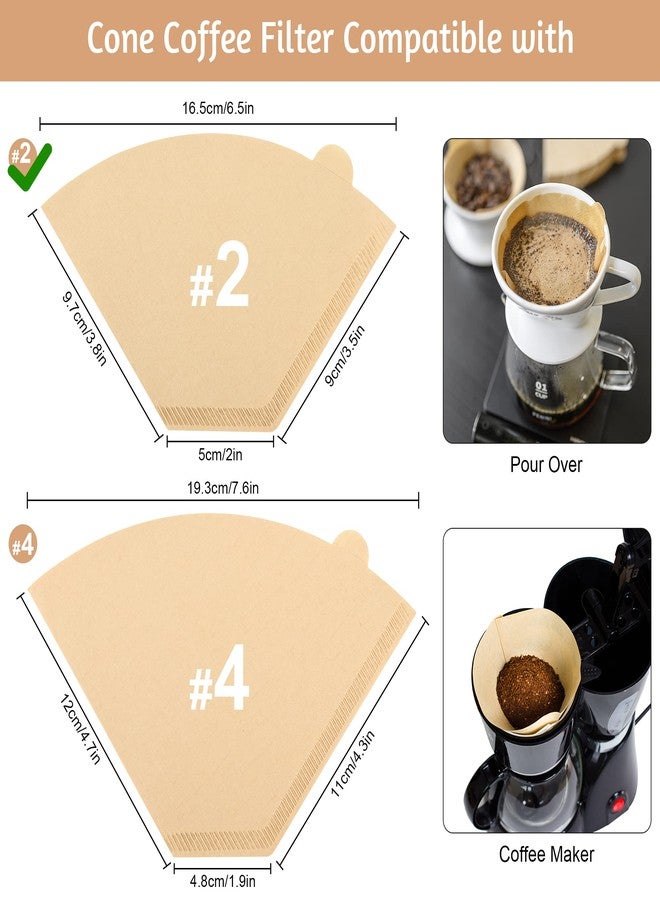 Hogurity Coffee Filters 2, Set of 200 Disposable #2 Cone Coffee Filter Unbleached Natural Coffee Filters 2 Cone Paper for Pour Over Coffer Makers/Coffee Dripper Cones(2-6 Cups） - Image 2