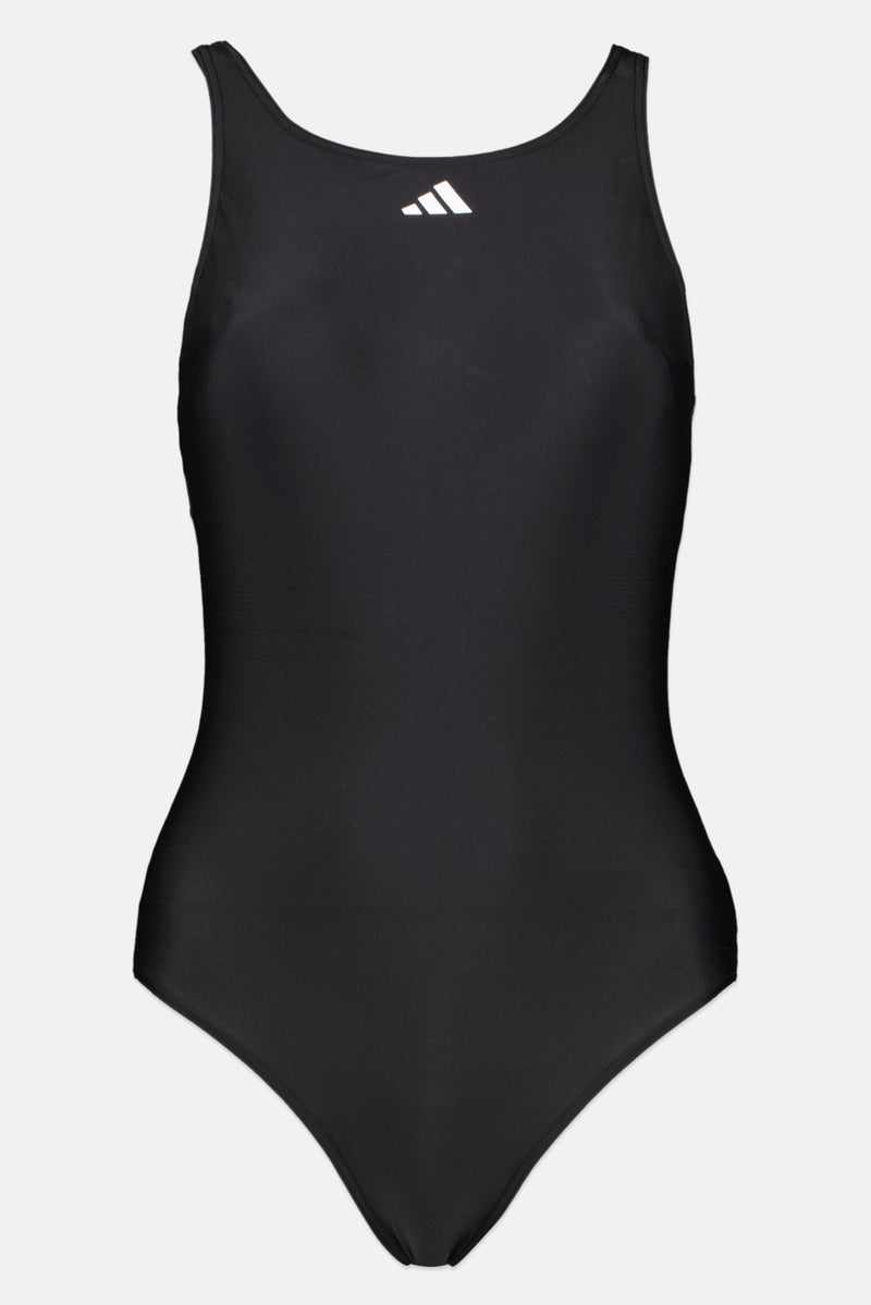 Adidas Women Brand Logo Padded One Piece Swimsuit, Black  - Image 2