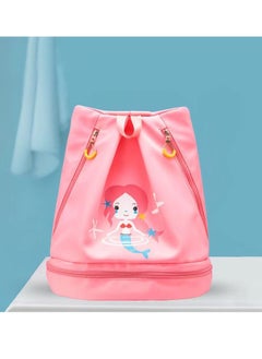 Y&D Children Swimming Backpack for Kids Dry and Wet Separation Waterproof Storage Bag Portable Drawstring Backpack for Gym Sports Beach Pool Gear Bag (Pink-Littel Girl)  - Image 1