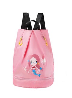 Y&D Children Swimming Backpack for Kids Dry and Wet Separation Waterproof Storage Bag Portable Drawstring Backpack for Gym Sports Beach Pool Gear Bag (Pink-Littel Girl)  - Image 2