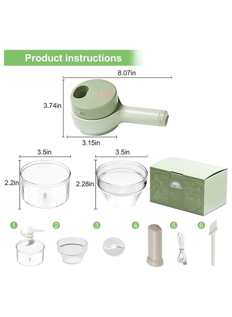 4 in 1 Portable Electric Vegetable Cutter Set,Gatling Vegetable Chopper Mini Wireless Food Processor,Garlic Chili Onion Celery Ginger Meat Garlic Chopper with Brush  - Image 2