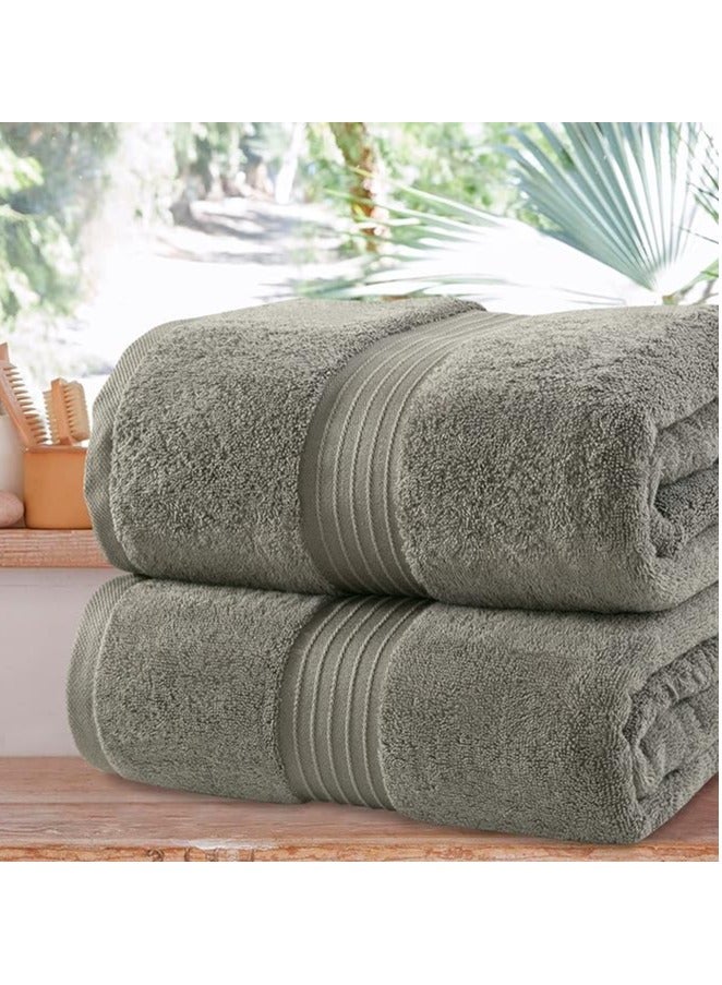 COMFY 2 PC HIGHLY ABSORBENT GREY COMBED BATH & SPA SHEET TOWEL SET - Image 1