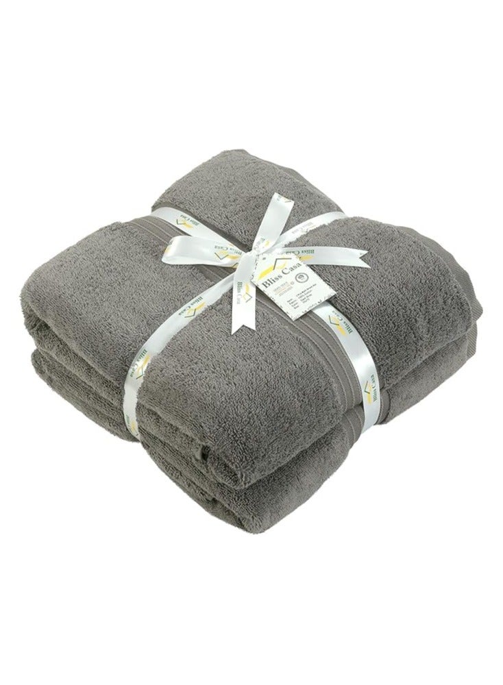 COMFY 2 PC HIGHLY ABSORBENT GREY COMBED BATH & SPA SHEET TOWEL SET - Image 2