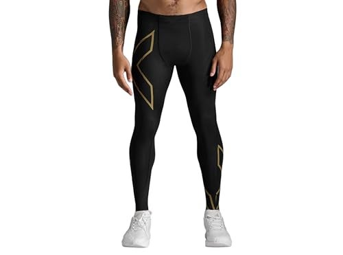2XU Mens Light Speed Compression Tights XLarge BlackGold Reflective - Image 3