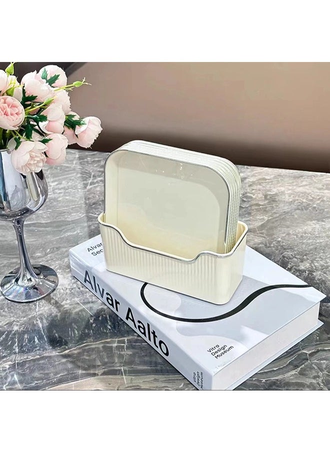ShebSheb 6 PCS Dinner Plates With Bottom Base,Teacup Tray Plate with Holder,Square Snack Plate  - Image 3