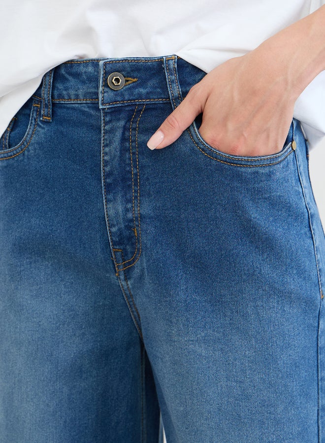 Styli High Rise Wide Leg Washed Jeans - Image 3