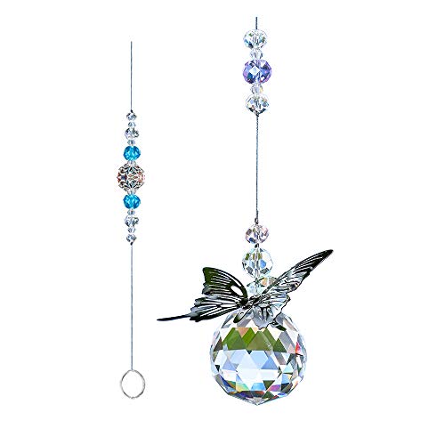 WEISIPU Crystal Hanging Decorations - Hanging Ornament Crystals Butterfly Suncatchers with Clear Crystal Ball for Home, Office, Garden Decoration, Window Decorations Hanging - Image 1