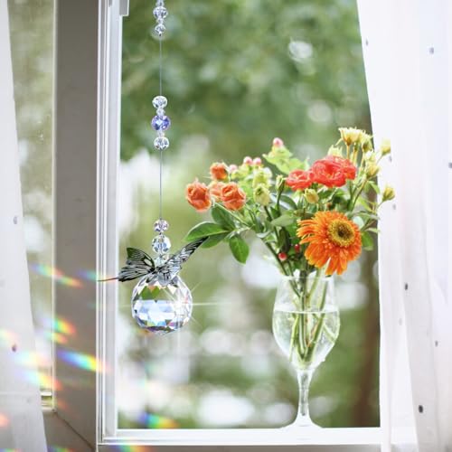 WEISIPU Crystal Hanging Decorations - Hanging Ornament Crystals Butterfly Suncatchers with Clear Crystal Ball for Home, Office, Garden Decoration, Window Decorations Hanging - Image 3