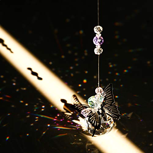 WEISIPU Crystal Hanging Decorations - Hanging Ornament Crystals Butterfly Suncatchers with Clear Crystal Ball for Home, Office, Garden Decoration, Window Decorations Hanging - Image 5