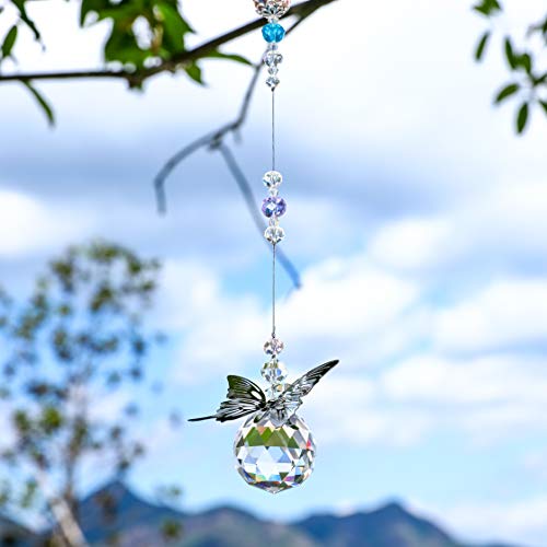 WEISIPU Crystal Hanging Decorations - Hanging Ornament Crystals Butterfly Suncatchers with Clear Crystal Ball for Home, Office, Garden Decoration, Window Decorations Hanging - Image 2