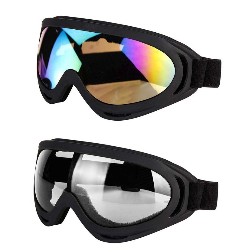 LJDJ Motorcycle Goggles  Glasses Set of 2  Dirt Bike ATV Motocross AntiUV Adjustable Riding Offroad Protective Combat Tactical Military Goggles for Men Women Kids Youth Adult