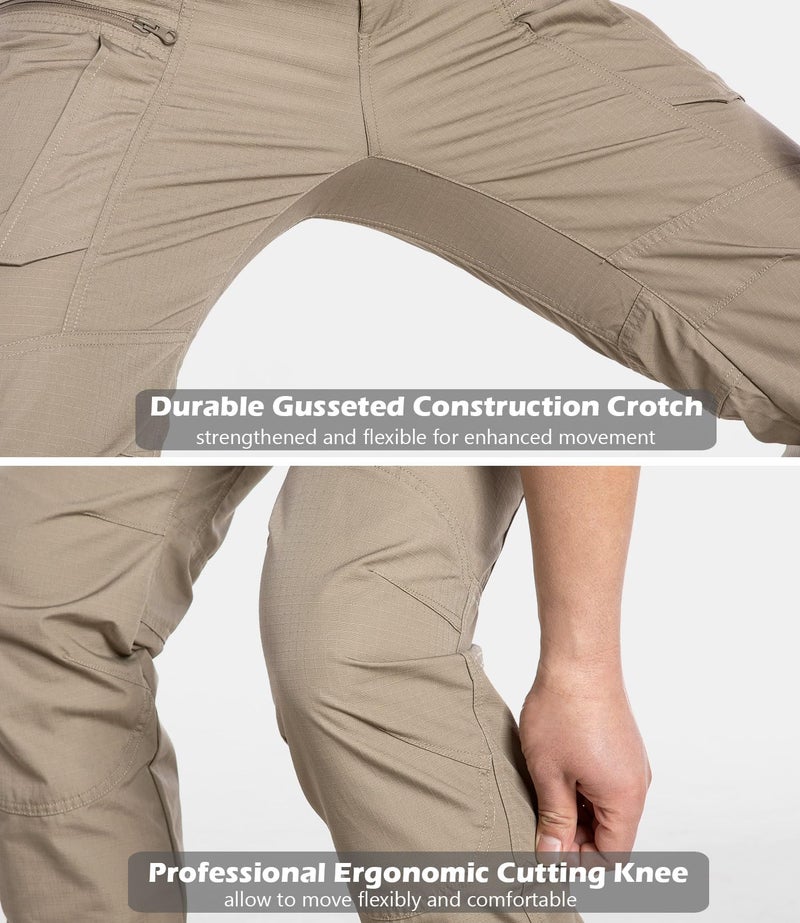 CARWORNIC Men's Rip-Stop Tactical Pants Lightweight Water Resistant Utility Work Pants Stretch EDC Uniform Military Cargo Pants for Outdoor Hiking Casual Construction Khaki - Image 5