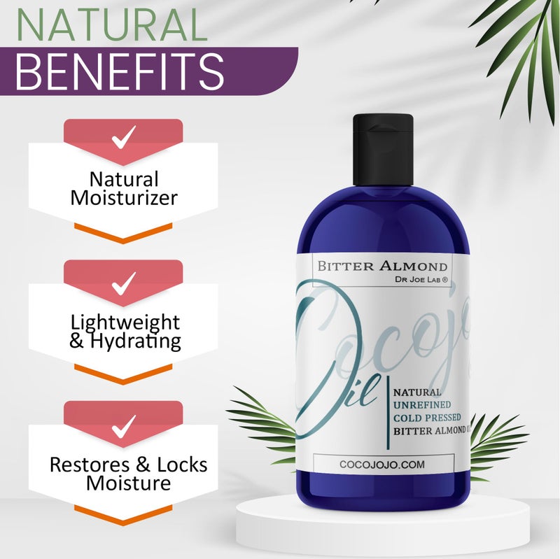 Dr Joe Lab Bitter Almond Oil - 8 oz Pure, Cold Pressed, Non-GMO, Vegan, Extra Virgin, All Natural, Perfect for Body, Hair, Skin, Nails, Facial Hair, Lashes, Eyebrows - Packaging May Vary - Image 4