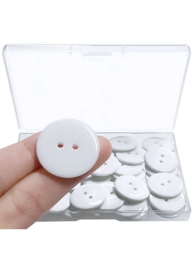 Tenalleys 50 Pcs Resin Buttons 2 Hole Buttons For Sewing Round Shirt Button Craft 1Inch (White)  - Image 1