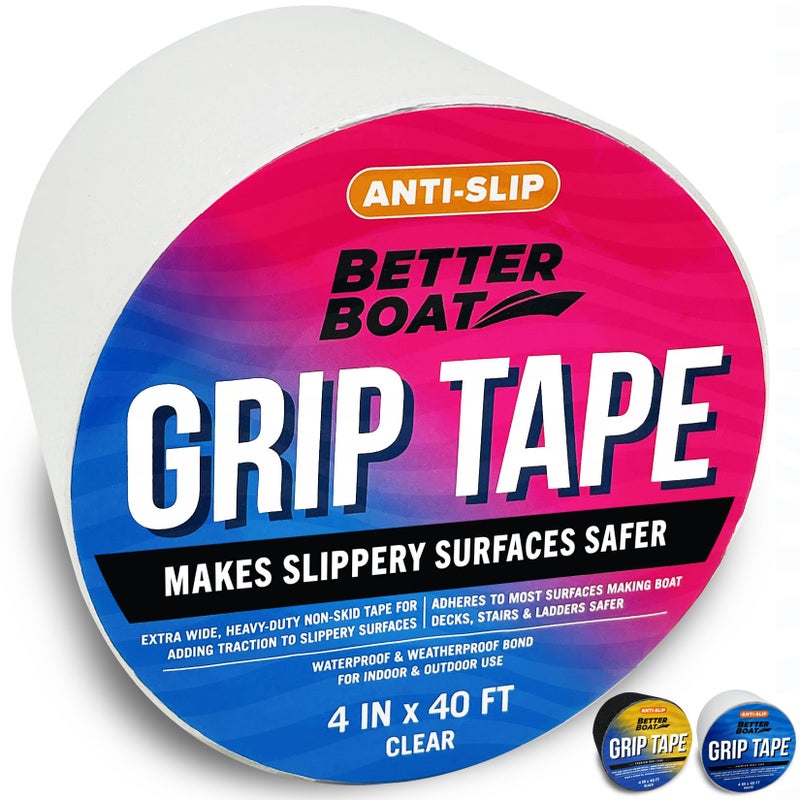 Better Boat Anti Slip Tape for Outdoor Stair Treads NonSkid Grip for Stairs and Steps 4 x 40ft Roll Clear Waterproof Traction WeatherResistant Friction Floor Tread for Dogs and Steps