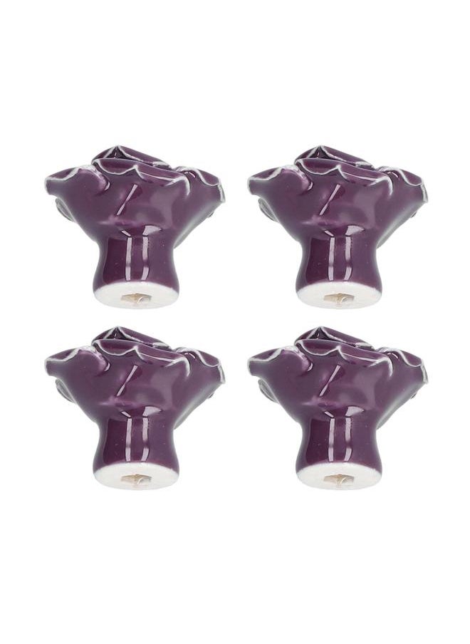 Thoraya 4 Set Rose Shaped Handle Modern Ceramic Cabinet Knob for Home Living Room BedroomPurple  - Image 2