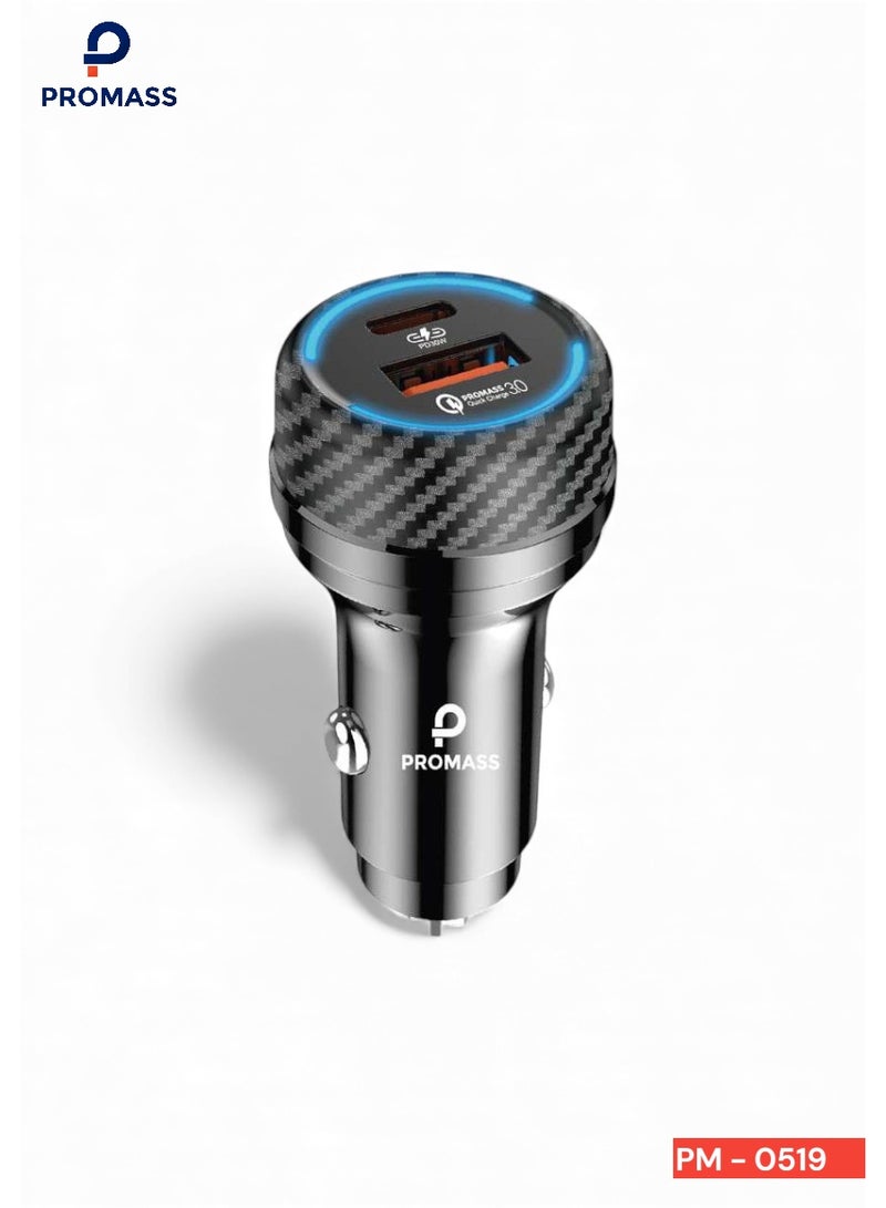 PROMASS 48W USB Fast Charger, Dual Charging Ports: 30W PD Fast Charging Port and 18W USB Port. Compatible with Samsung Galaxy S25 and S24 Series, iPhone 17, 16, 15, 14, 13, 12, 11, and other USB-powered smartphones, including Samsung, Apple, Huawei, and various other devices. 48W Car Charger - Image 1