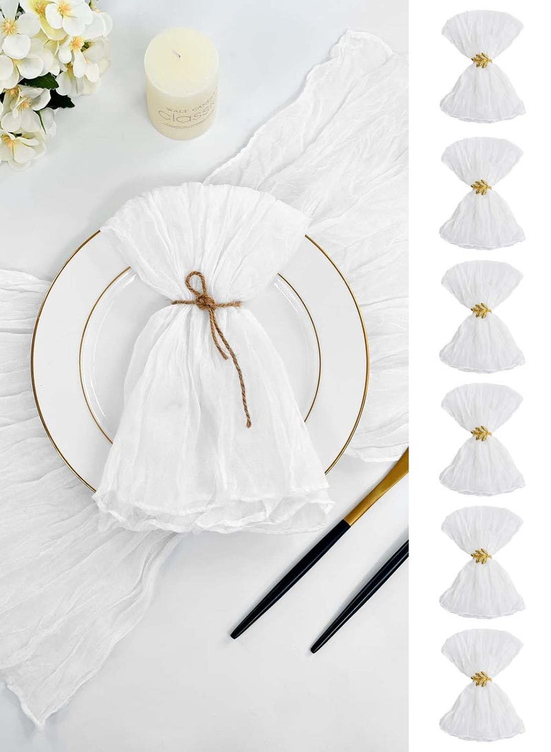 YIM-VIBEHAUS 6 Pieces Cloth Napkins, 20x20 Inch Gauze Napkins, Soft Boho Table Napkins Rustic Wrinkled CheeseCloth Napkins for Wedding Party, Reception, Bridal Shower, Table Decor (White) - Image 1