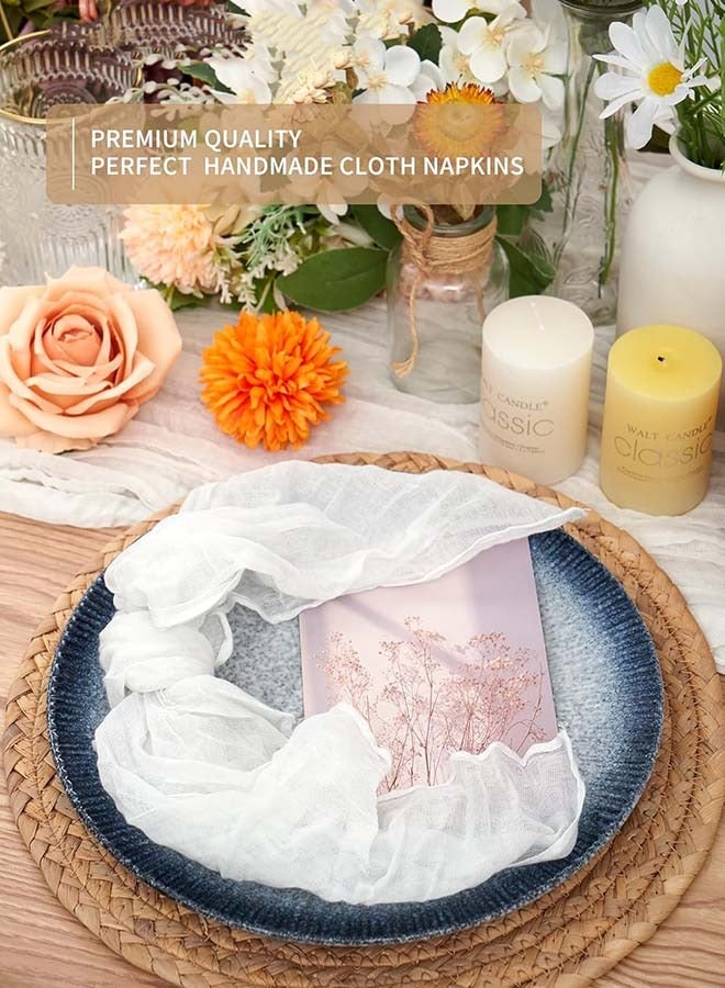 YIM-VIBEHAUS 6 Pieces Cloth Napkins, 20x20 Inch Gauze Napkins, Soft Boho Table Napkins Rustic Wrinkled CheeseCloth Napkins for Wedding Party, Reception, Bridal Shower, Table Decor (White) - Image 3