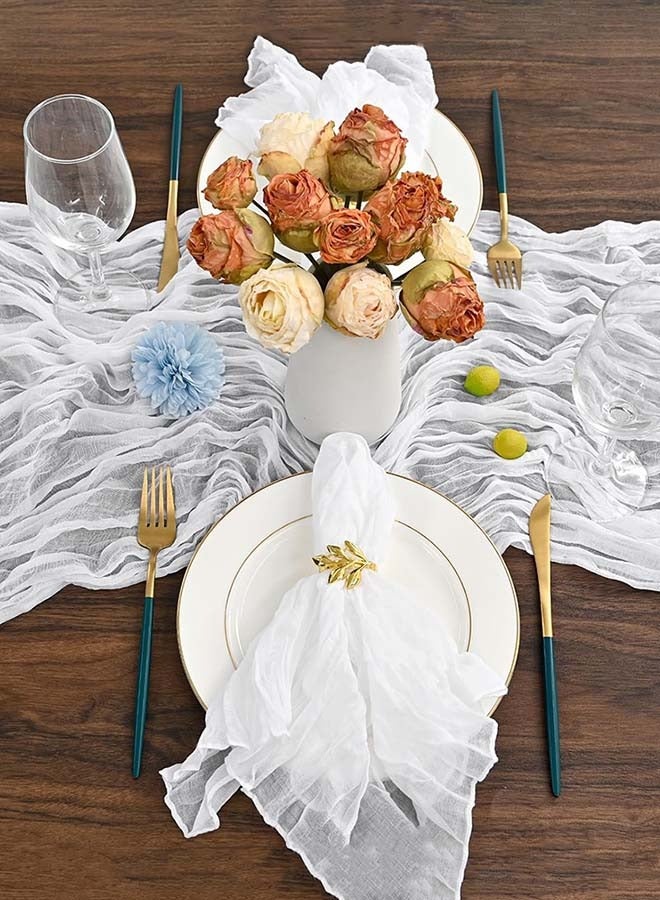 YIM-VIBEHAUS 6 Pieces Cloth Napkins, 20x20 Inch Gauze Napkins, Soft Boho Table Napkins Rustic Wrinkled CheeseCloth Napkins for Wedding Party, Reception, Bridal Shower, Table Decor (White) - Image 5