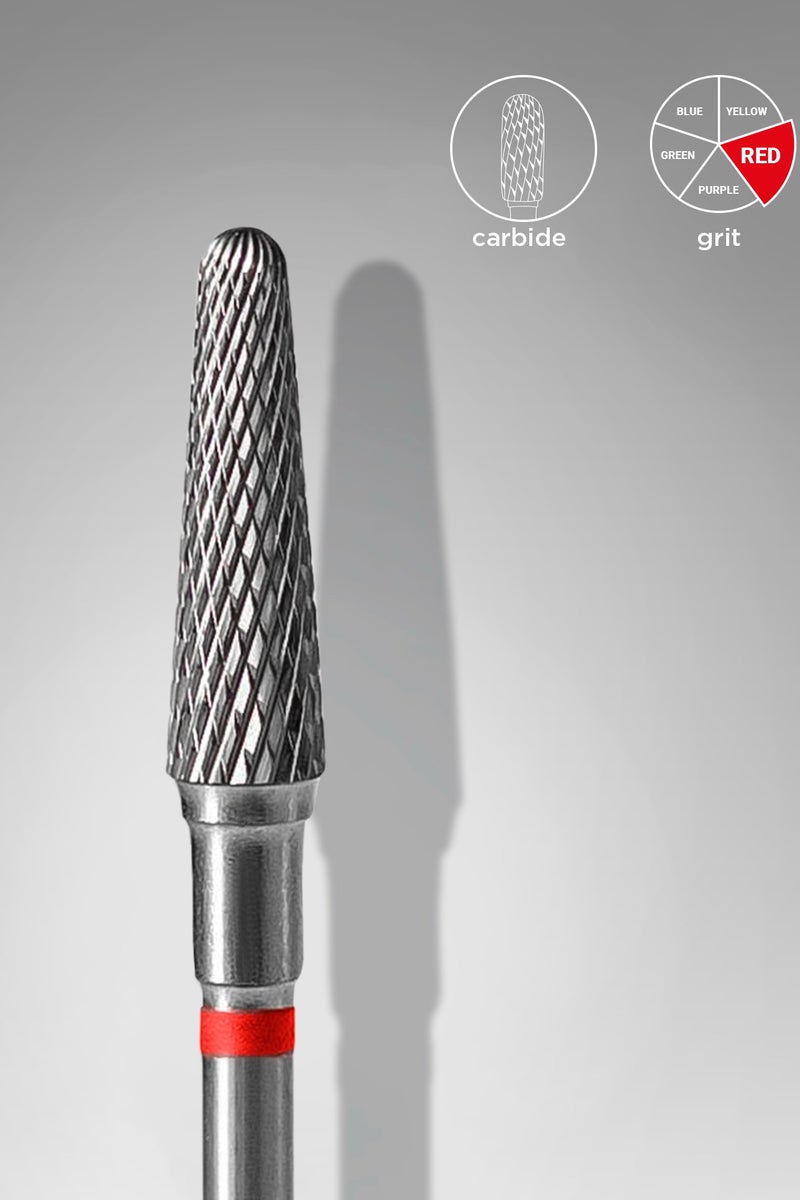 STALEKS PRO Carbide nail drill bit, “frustum” red, head diameter 4 mm / working part 13 mm - Image 1