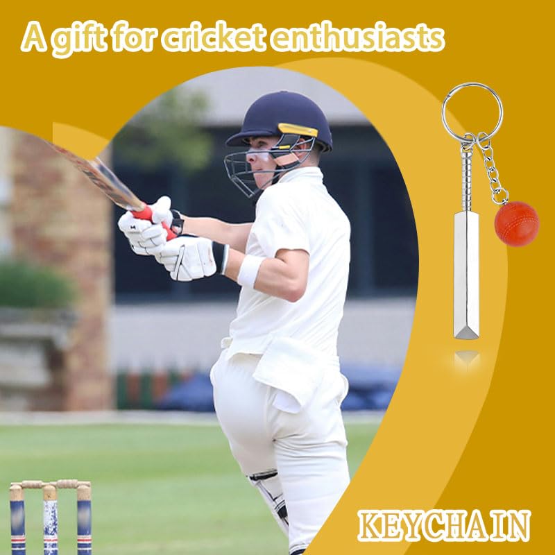 Borhmty Red 3D Cricket Keychain for Boys Girls Cricketer Coach Leader Sports Gifts Keychains for Cricket Fans Lovers Christmas Birthday Gifts for Men Women Cricket Bat and Ball Keychains Keyrings - Image 4
