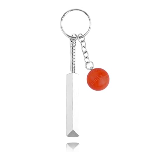 Borhmty Red 3D Cricket Keychain for Boys Girls Cricketer Coach Leader Sports Gifts Keychains for Cricket Fans Lovers Christmas Birthday Gifts for Men Women Cricket Bat and Ball Keychains Keyrings - Image 1
