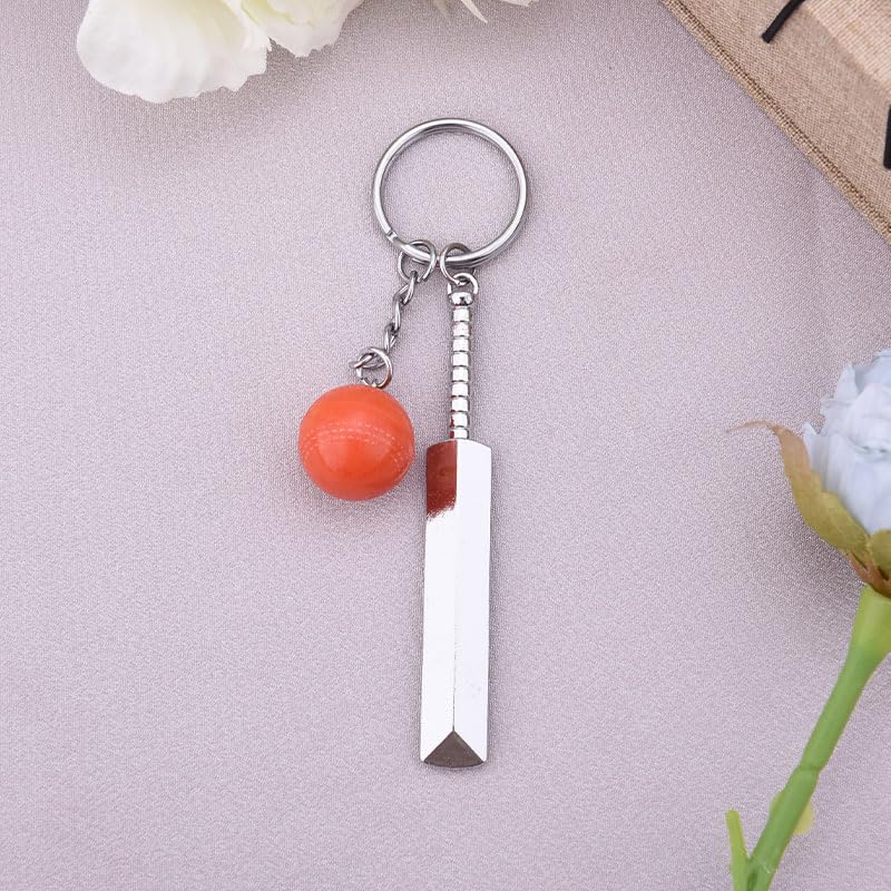 Borhmty Red 3D Cricket Keychain for Boys Girls Cricketer Coach Leader Sports Gifts Keychains for Cricket Fans Lovers Christmas Birthday Gifts for Men Women Cricket Bat and Ball Keychains Keyrings - Image 2