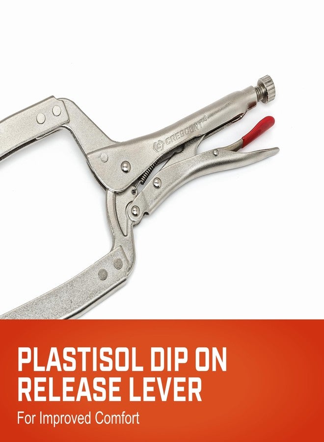 Crescent Locking C-Clamp - Heavy-Duty, Adjustable Metal Clamp with Compound Action & Hex Key Receiver - C18CCSN - 18", Red - Image 4