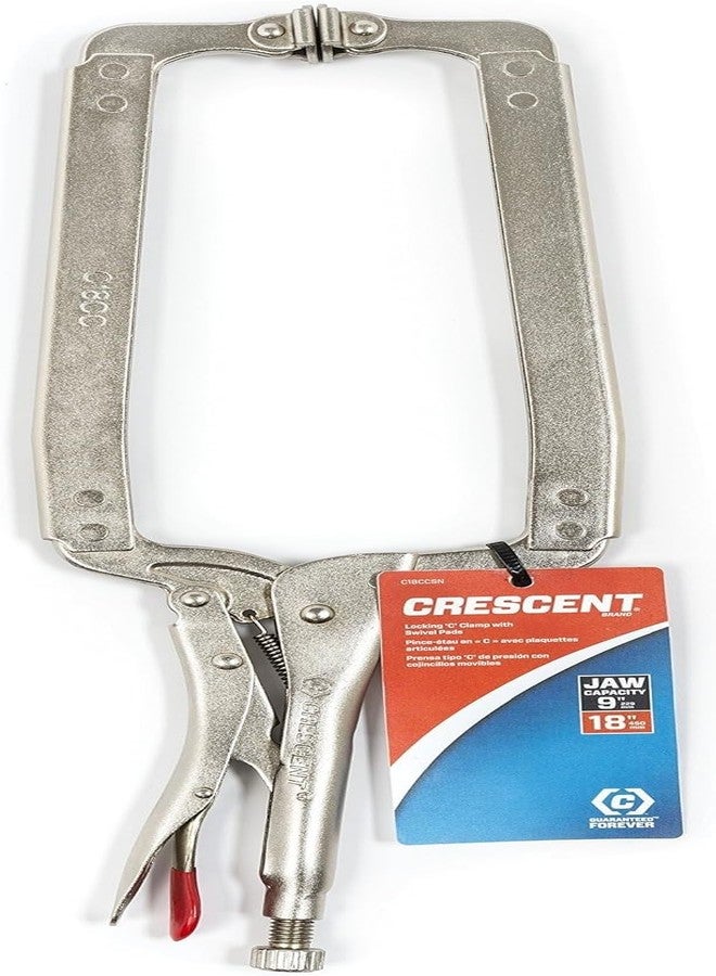 Crescent Locking C-Clamp - Heavy-Duty, Adjustable Metal Clamp with Compound Action & Hex Key Receiver - C18CCSN - 18", Red - Image 1