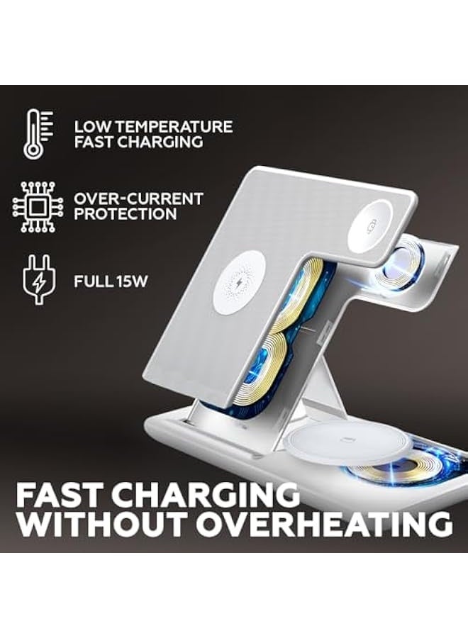 Topleo Wireless Charging Station 3 in 1, Wireless Charger for Fast Charging Multiple Devices iPhone 16 15 14 13 12 11 X Pro Max AirPods iWatch 8 7 6 5 4 Samsung Galaxy S (White)  - Image 4