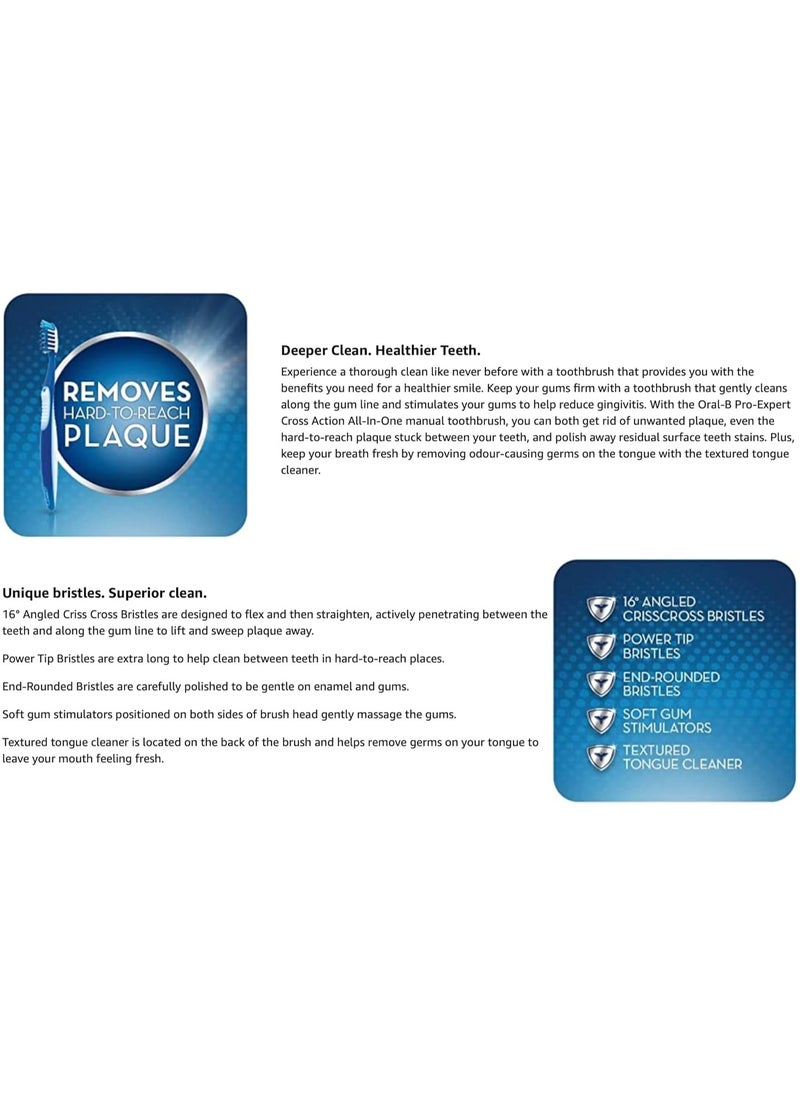 Oral-B Oral-B Pro-Expert All-In-One, Medium Manual Toothbrush, Pack of 2 - Multi-Colored  - Image 3