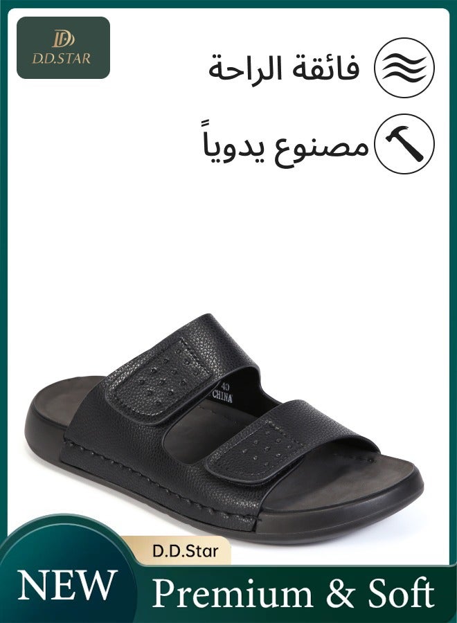 دي. دي.ستار  صندل رجالي عربي مريح بنعل إسفنج الذاكرة مقاس كبير تصميم تقليدي مصنوع يدويًا للاستخدام اليومي والنزهات الخارجية - Image 1