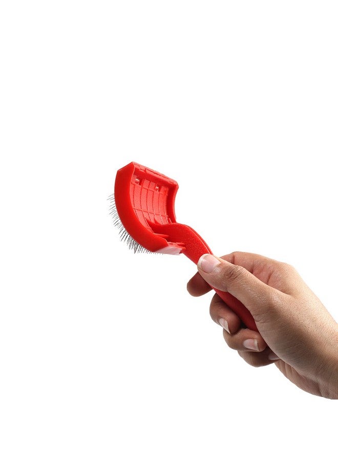 Emily Pets Sheepskin Rug Brush And Cleaner Pet Slicker Brush Fine Wire Rugs Brush To Remove Any Hidden Dirt Cats & Dogs Carding Brush (Red Large) - Image 2