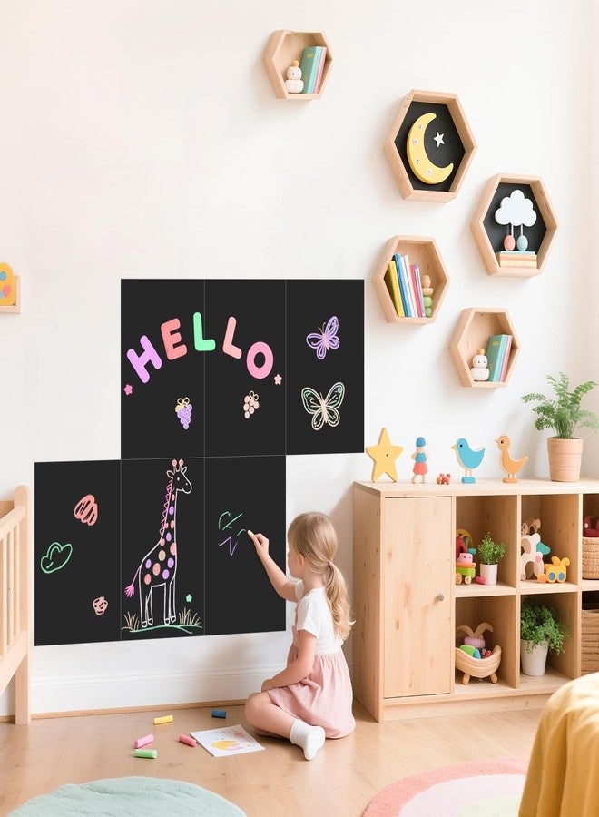 WUPIOS Magnetic Wall Decal Black Set of 6 Peel and Stick Magnet Chalkboard Wall Decal with Tangram Puzzle Chalk Accessories Magnetic Decal Wall Magnetic Wallpaper Stickers for Home Playroom Office - Image 4