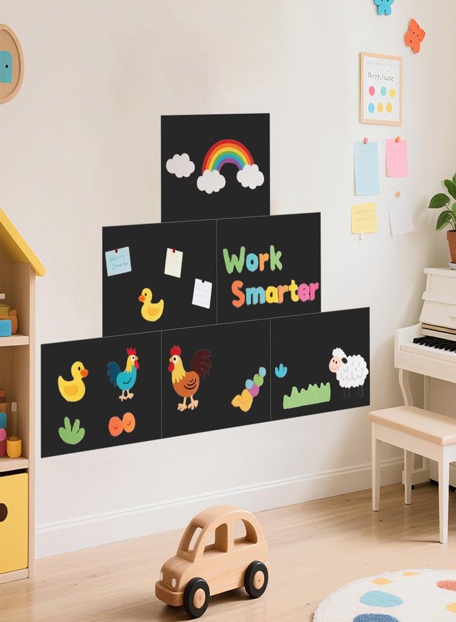 WUPIOS Magnetic Wall Decal Black Set of 6 Peel and Stick Magnet Chalkboard Wall Decal with Tangram Puzzle Chalk Accessories Magnetic Decal Wall Magnetic Wallpaper Stickers for Home Playroom Office - Image 1
