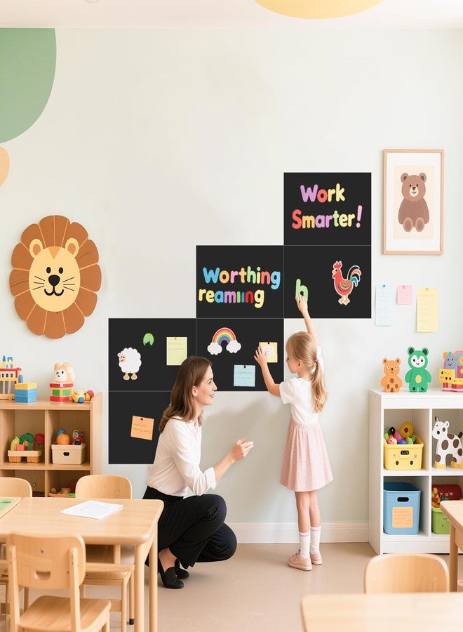 WUPIOS Magnetic Wall Decal Black Set of 6 Peel and Stick Magnet Chalkboard Wall Decal with Tangram Puzzle Chalk Accessories Magnetic Decal Wall Magnetic Wallpaper Stickers for Home Playroom Office - Image 3