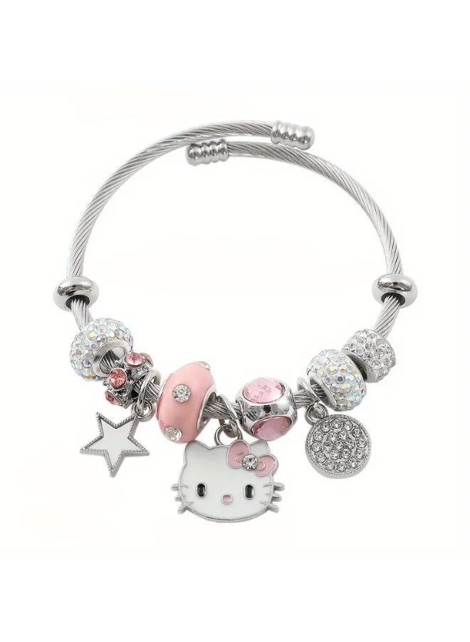 هالو كيتي اكسسوارت 2 في 1 اسوارة يد وسلسال قلادة خرز هيلو كيتي مناسبة - Image 2