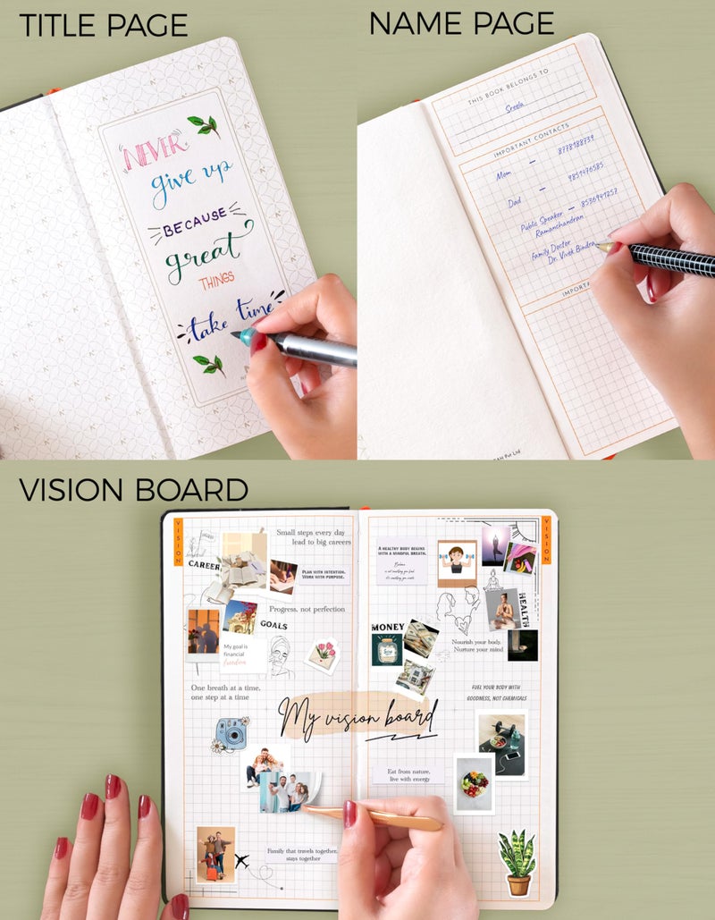 NEORAH—2026 UNDATED ACCOMPLISH Petite Planner|Yearly view|12 Undated Months|54 Weekly Layouts + 54 Notes|12 Habit & Budget trackers|Gratitude|Passion|Password log|Few blank pages|Hardcover(DARK GREEN) - Image 3